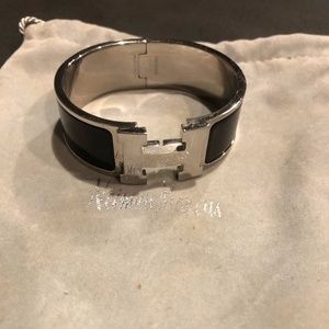 Hermes Black & Silver Bracelet PM, Wide.